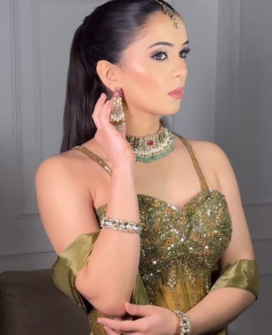 Olive embellished corset set