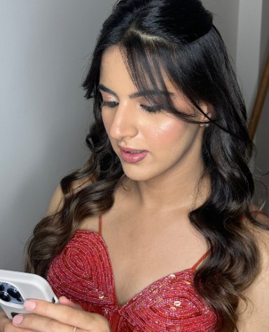 Red sequinned corset gown